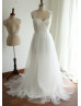 Tulle Sequin Cross Back Long Wedding Dress